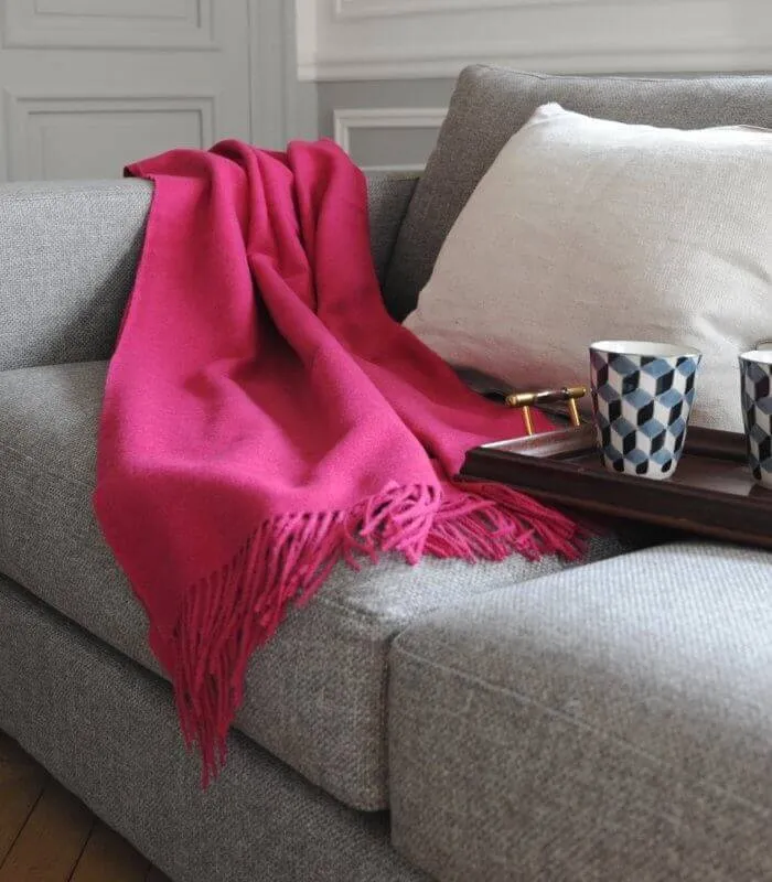 Plaid Laine Alpaga Luxe Framboise 130 X 180cm