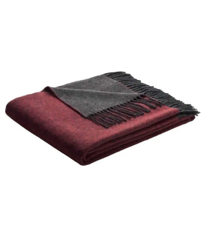 Plaid Cachemire Reversible Anthracite et Bordeaux