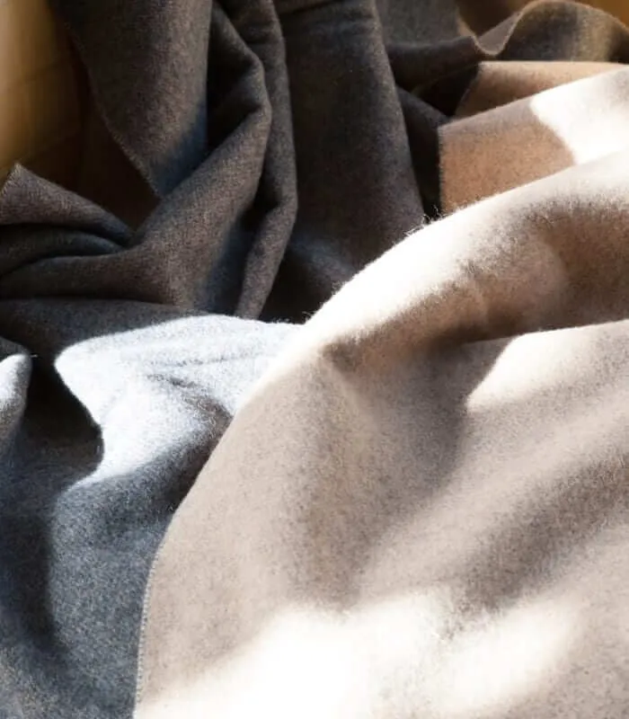 Plaid Cachemire Reversible Camel et Gris