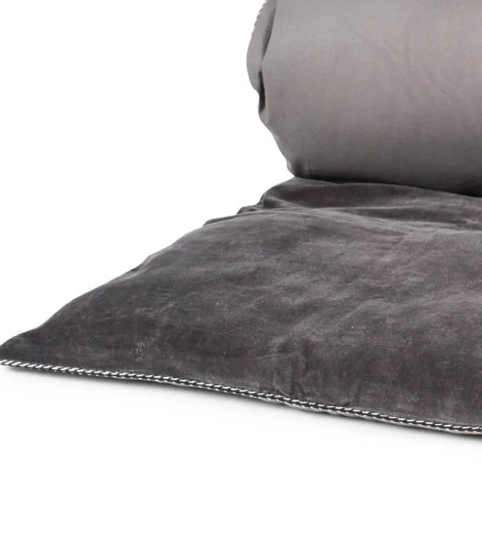 Edredon Bout de Lit Velours Gris 85X200cm