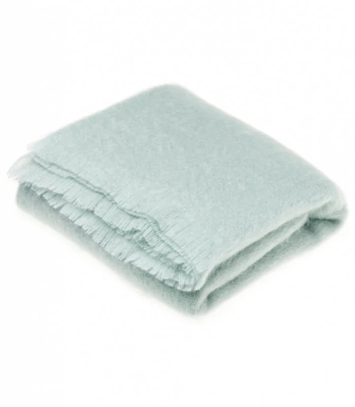Plaid Mohair Vert d'Eau Luxe 140 X 180 cm