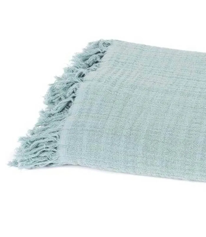 Plaid Coton et Lin Céladon Stonewash 130X170 cm