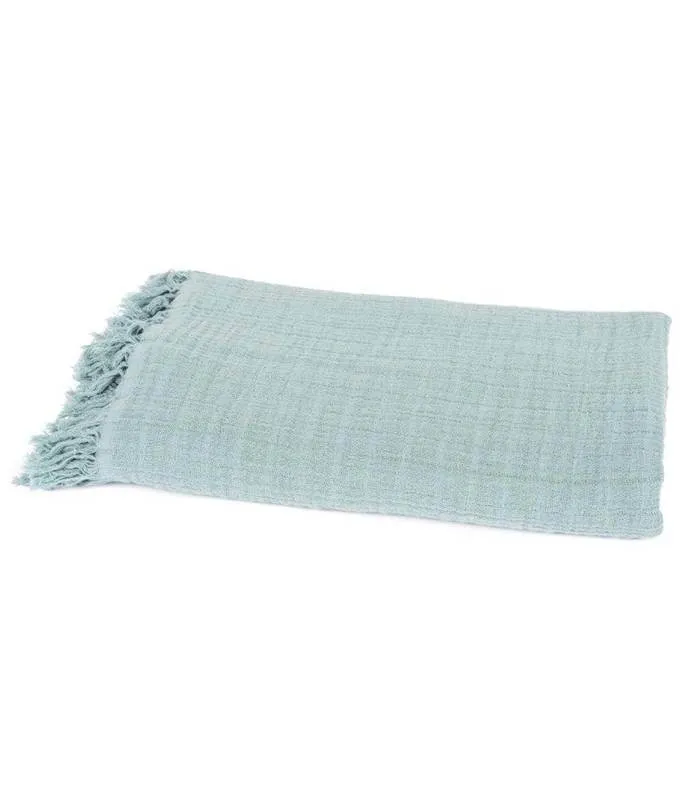 Plaid Coton et Lin Céladon Stonewash 130X170 cm