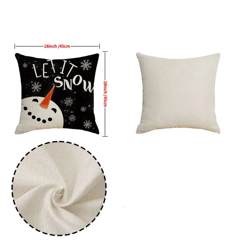 Housse de Coussin Noël Noir 45cm-Lot de 4