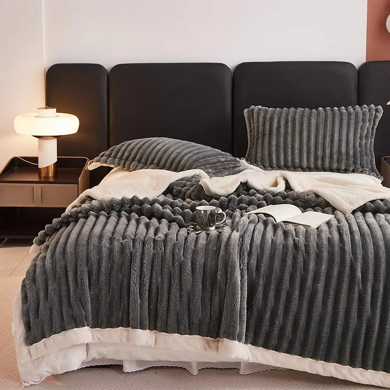 Couverture Polaire Plaid Fourrure Laine 700 g/m² Rose