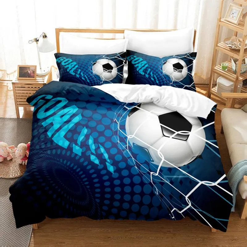 Housse de Couette et Deux Taies Football 3D 140 cm
