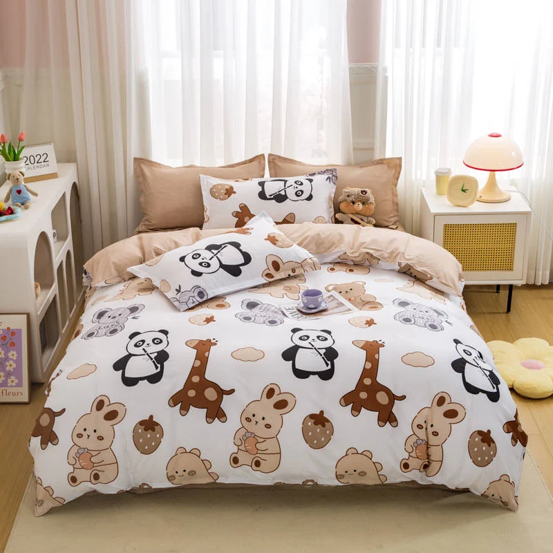 Housse de Couette et Deux Taies Animaux Café 240 cm