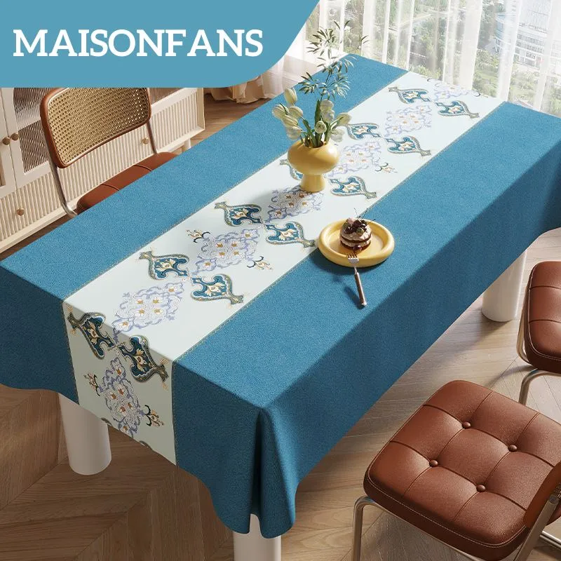 Toile Cirée Bleu Canard Motif Baroque