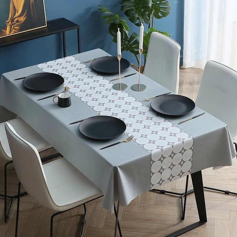 Toile Cirée Gris Motif Pois Blanc