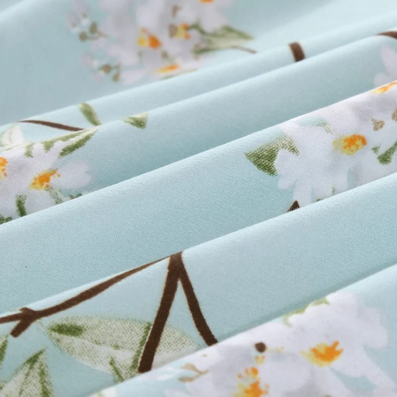 Housse de Couette et Deux Taies Fleur Vert 240cm