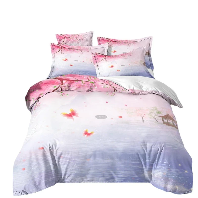 Housse de Couette et Deux Taies Sakura Paysage
