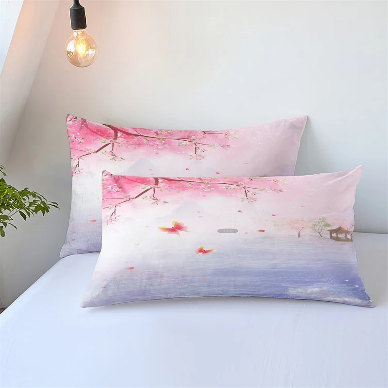 Housse de Couette et Deux Taies Sakura Paysage