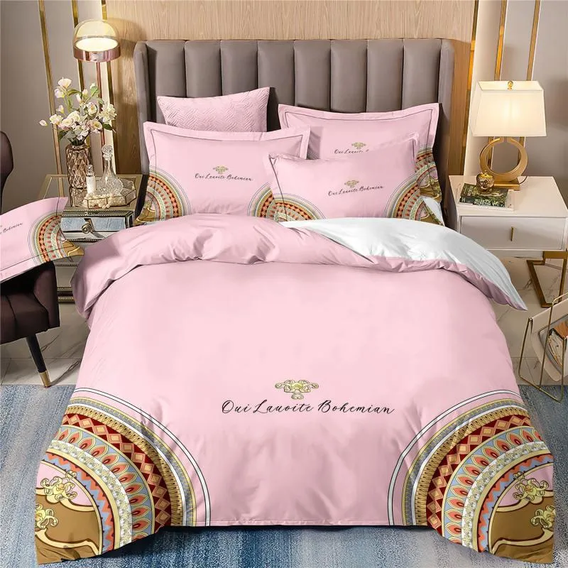 Housse de couette et Deux Taies Baroque Rose