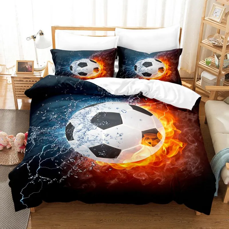Housse de Couette et Deux Taies 3D Football 240cm