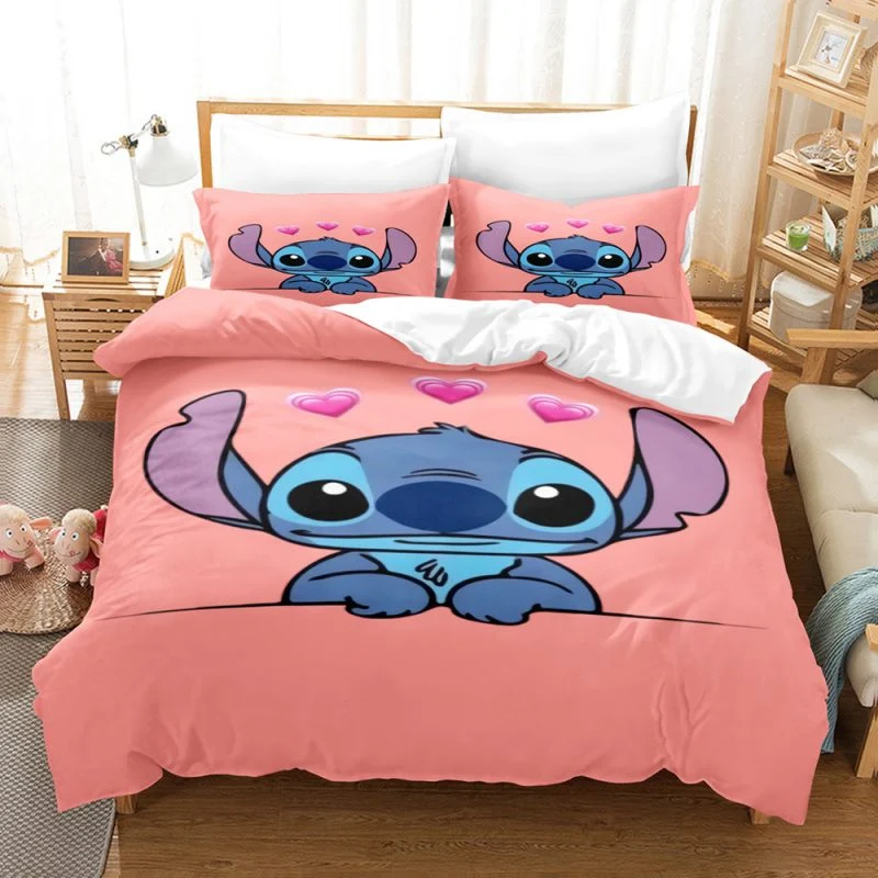 Housse de Couette et Deux Taies Stitich Rose 140cm