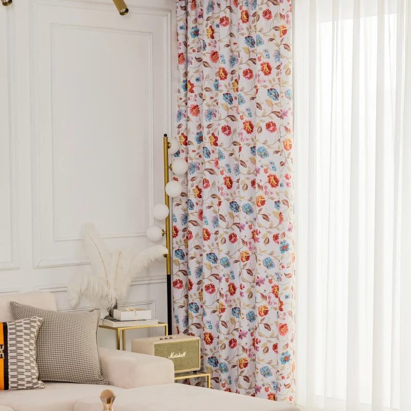 Rideau œillets Tamisant Motif Fleurs 140 x H240 cm