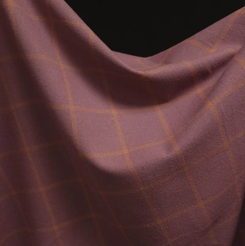 Tissu de flanelle de coton | Carreaux fenêtre mauve et orange