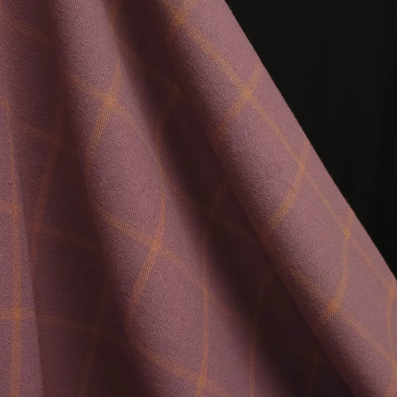 Tissu de flanelle de coton | Carreaux fenêtre mauve et orange