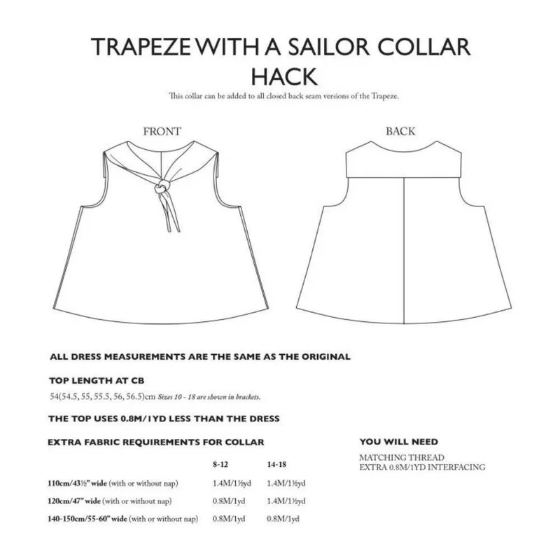 PATRON DE COUTURE PDF | Ajouts pour le patron Trapeze | Merchant & Mills | UK 8–18