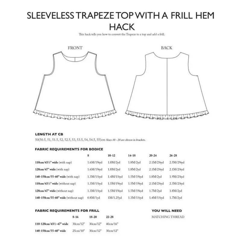 PATRON DE COUTURE PDF | Ajouts pour le patron Trapeze | Merchant & Mills | UK 8–18