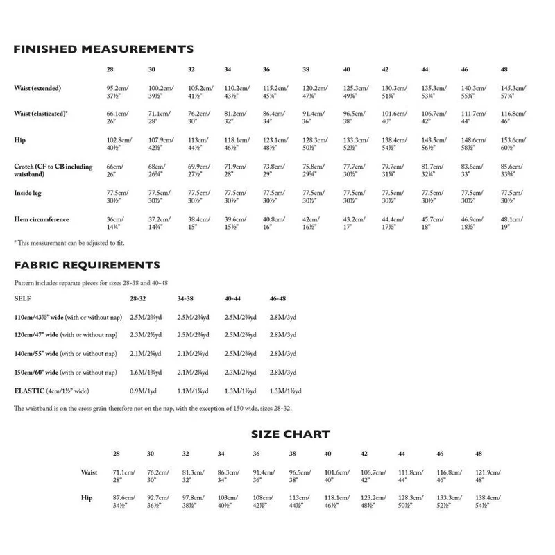 PATRON DE COUTURE PDF | Pantalon Elling | Merchant & Mills | UK 28–49