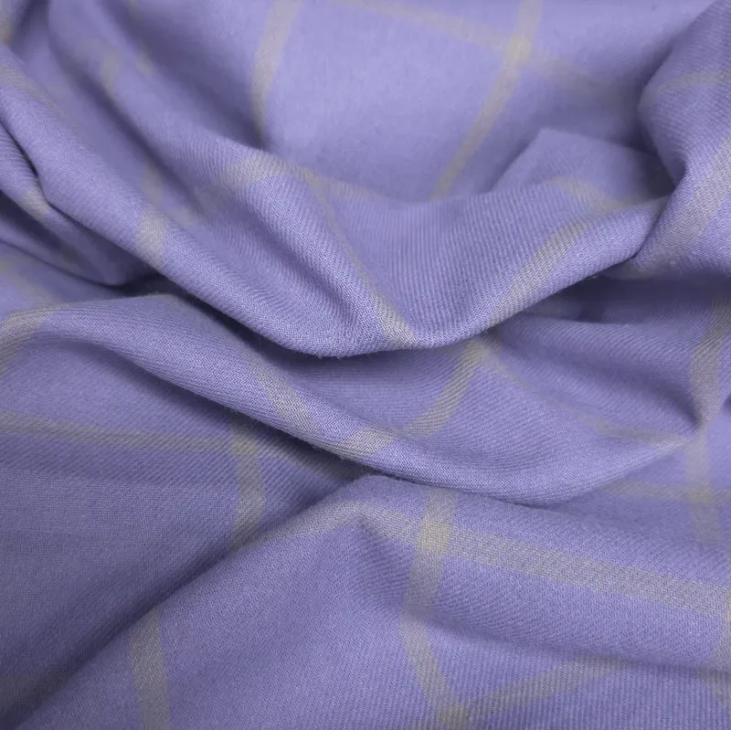 Flanelle de coton premium | Carreaux fenêtre lavande et gris