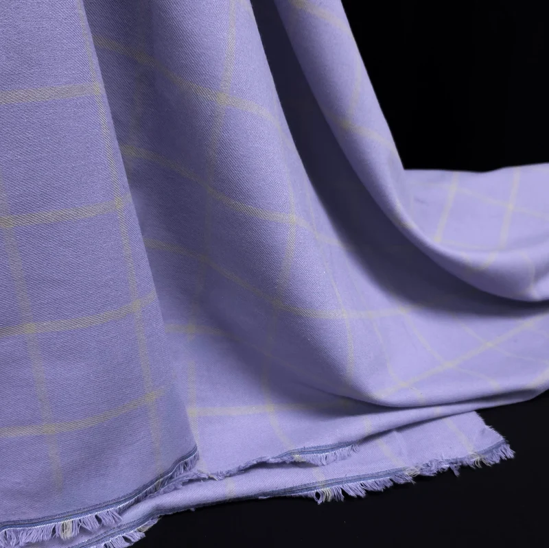 Flanelle de coton premium | Carreaux fenêtre lavande et gris