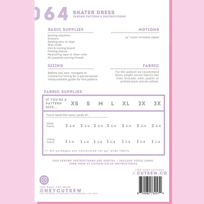 PATRON DE COUTURE PDF | Robe Skater | CUT/SEW | ANGLAIS SEULEMENT | A4 SEULEMENT