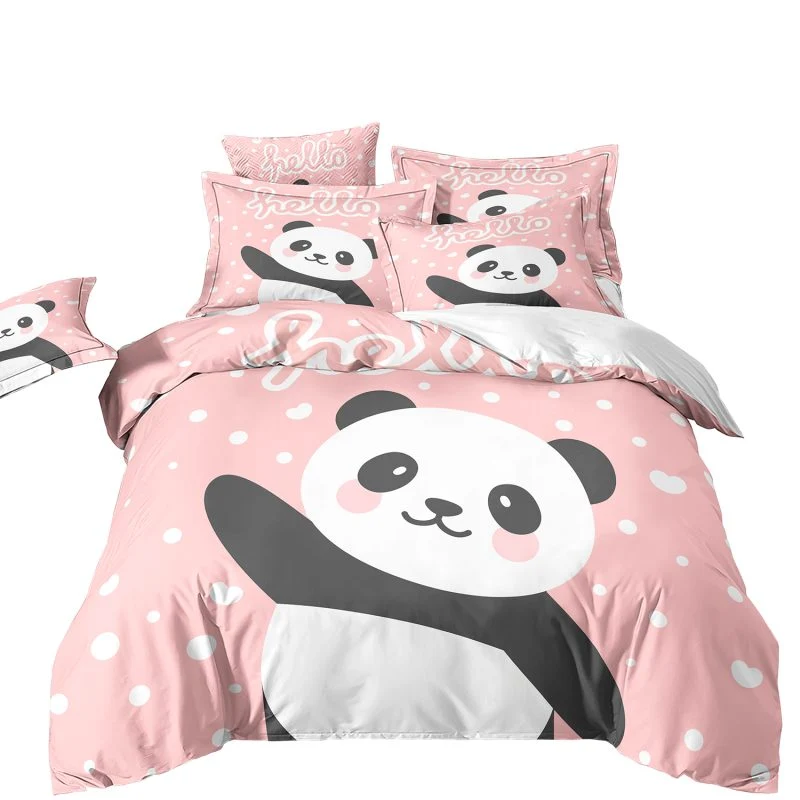 Housse de Couette et Deux Taies Panda Rose 140 cm