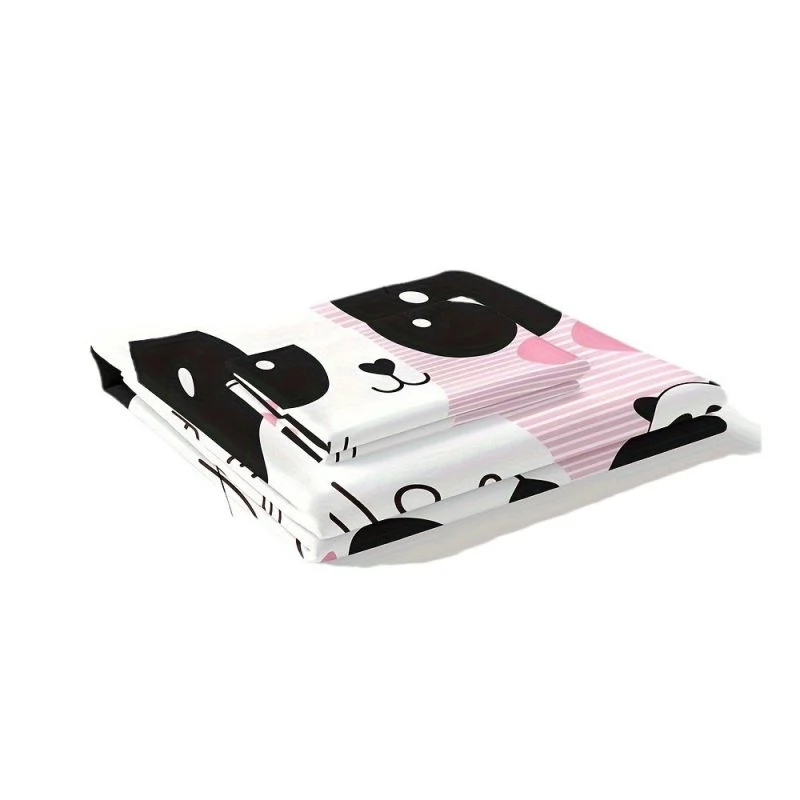 Housse de Couette et Deux Taies 3D Panda Rose 140x200