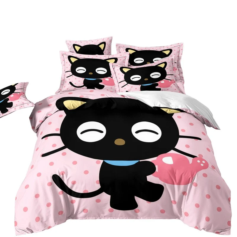 Housse de Couette 3D Chaton Noir et Deux Taies 240cm