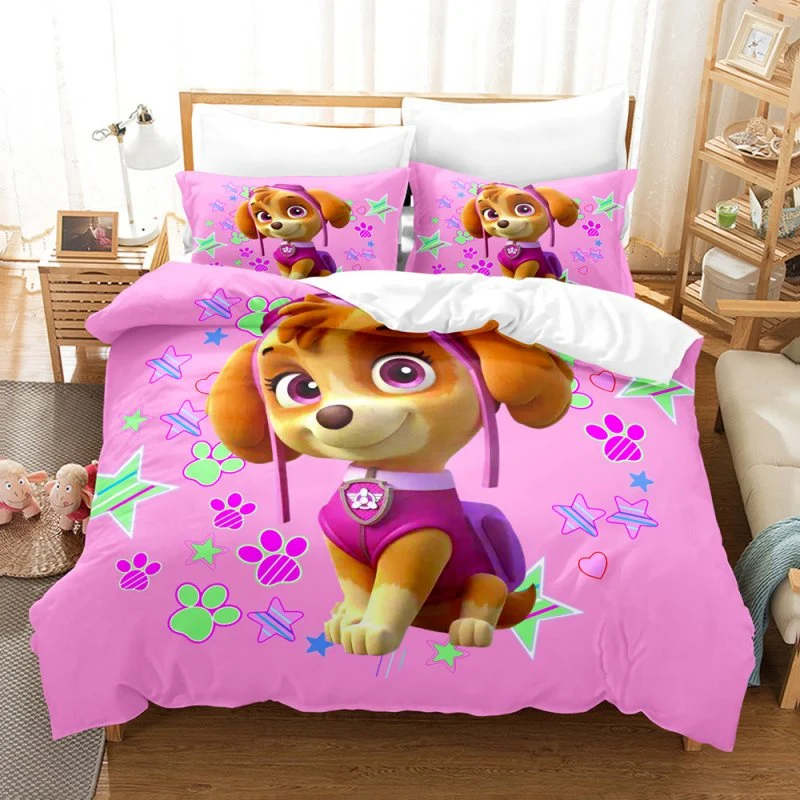 Housse de Couette et Deux Taies Pat Patrouille Rose