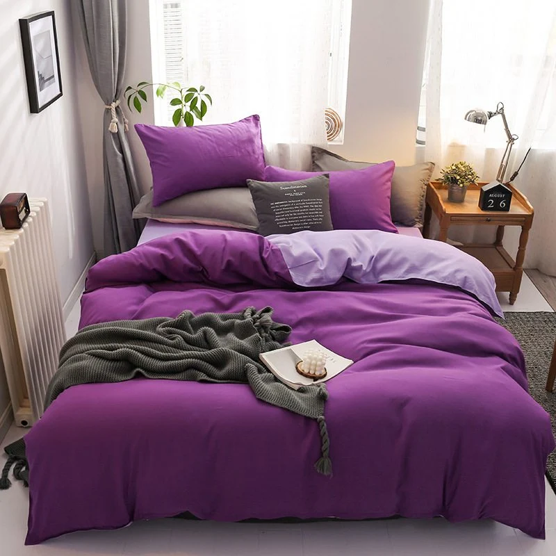 Housse de Couette et Deux Taies d'Oreiller Violet (240 cm)