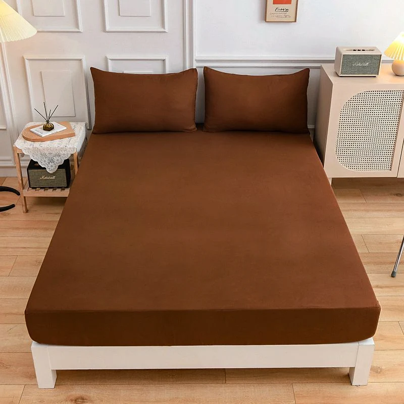 Drap Housse Drap Matelas Uni Confort Café