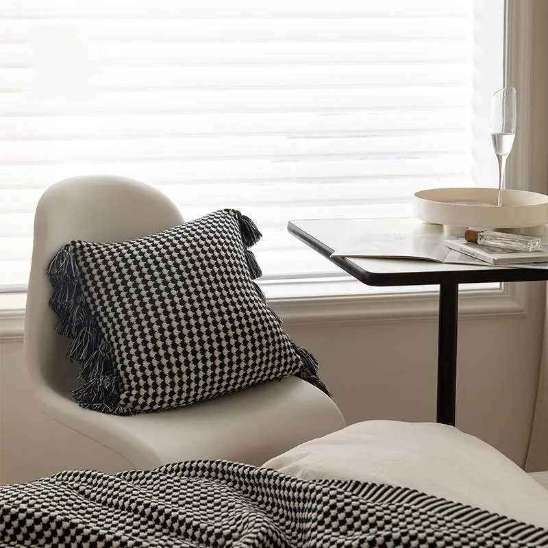 Coussin Doux à Franges Décoratif Tricoté 45cm