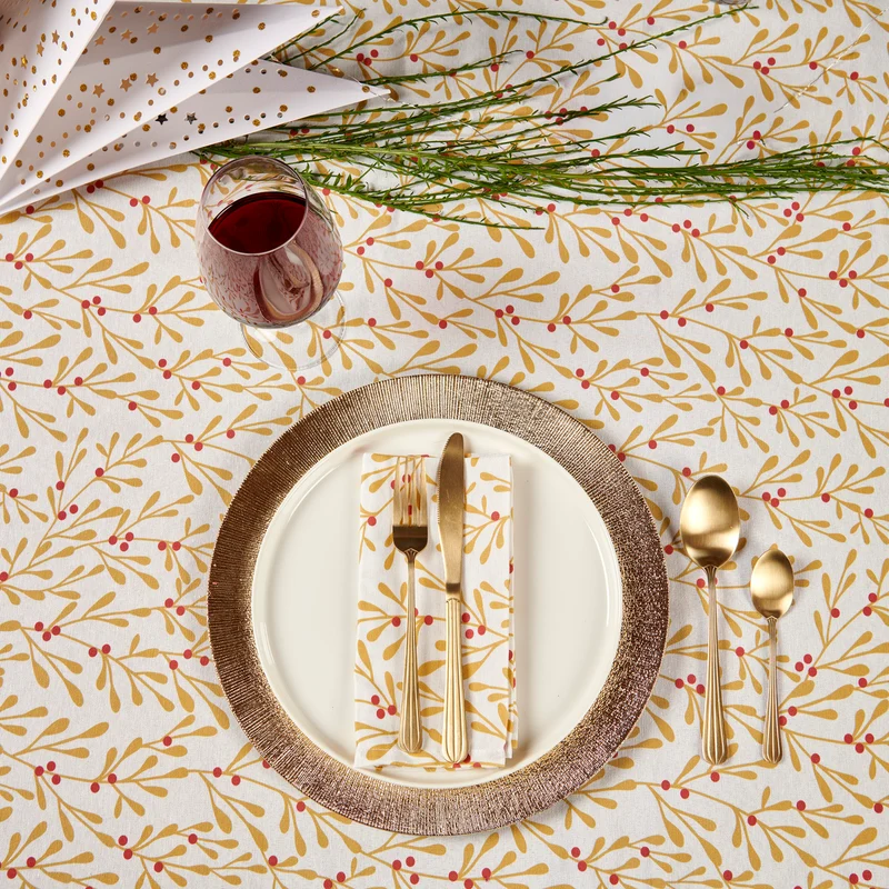 Lot de 2 Serviettes de table Gui D'or - 100% Coton