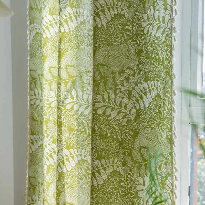 Rideau Tamisant Feuillage Vert 150 x H180 cm