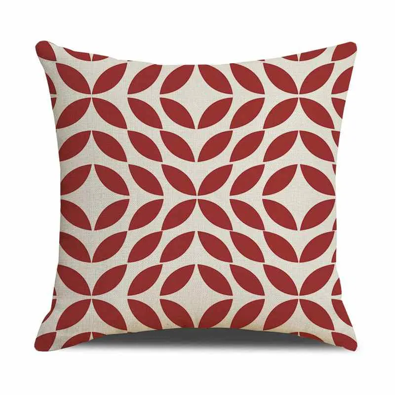 Housse de Coussin en Lin Imprimé Graphique 45x45