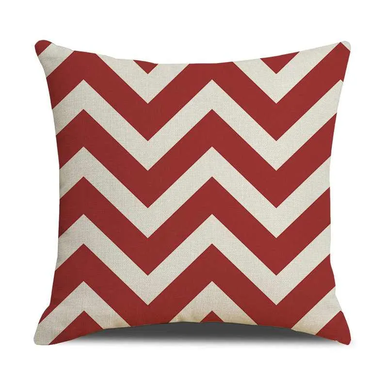 Housse de Coussin en Lin Imprimé Graphique 45x45