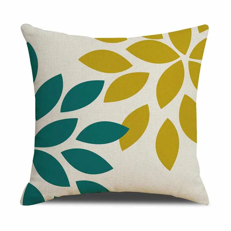 Housse de Coussin en Lin Imprimé Graphique 45x45