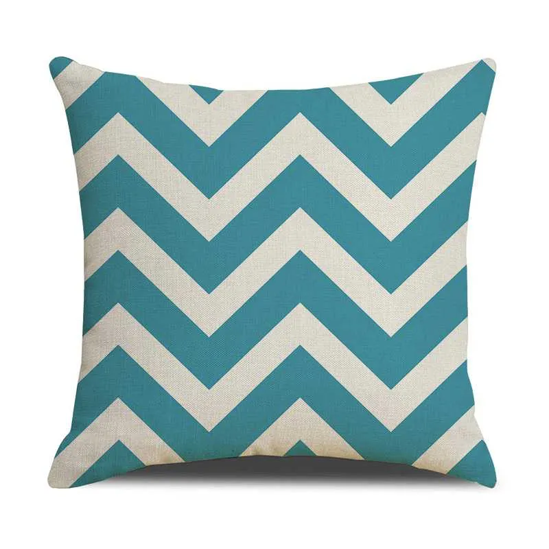 Housse de Coussin en Lin Imprimé Graphique 45x45