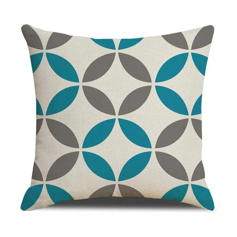 Housse de Coussin en Lin Imprimé Graphique 45x45