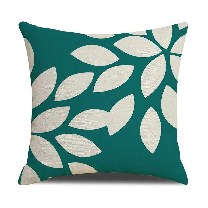 Housse de Coussin en Lin Imprimé Graphique 45x45
