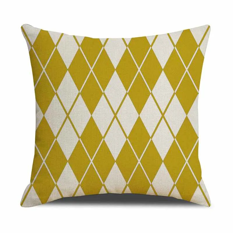 Housse de Coussin en Lin Imprimé Graphique 45x45