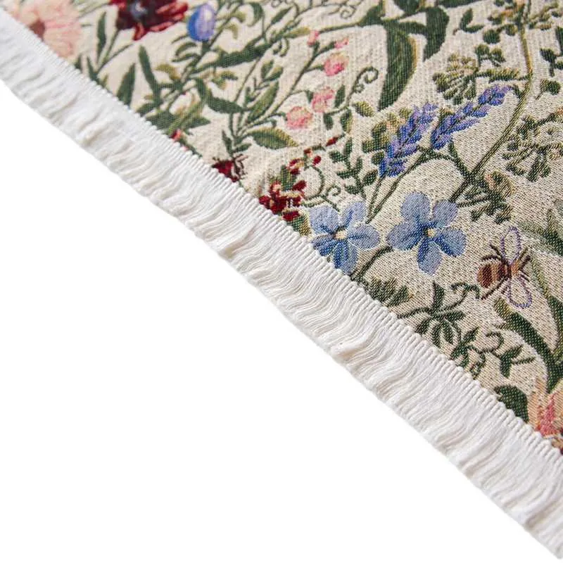 Nappe Table Coton Végétal Rectangulaire Fleurs Aquarelle