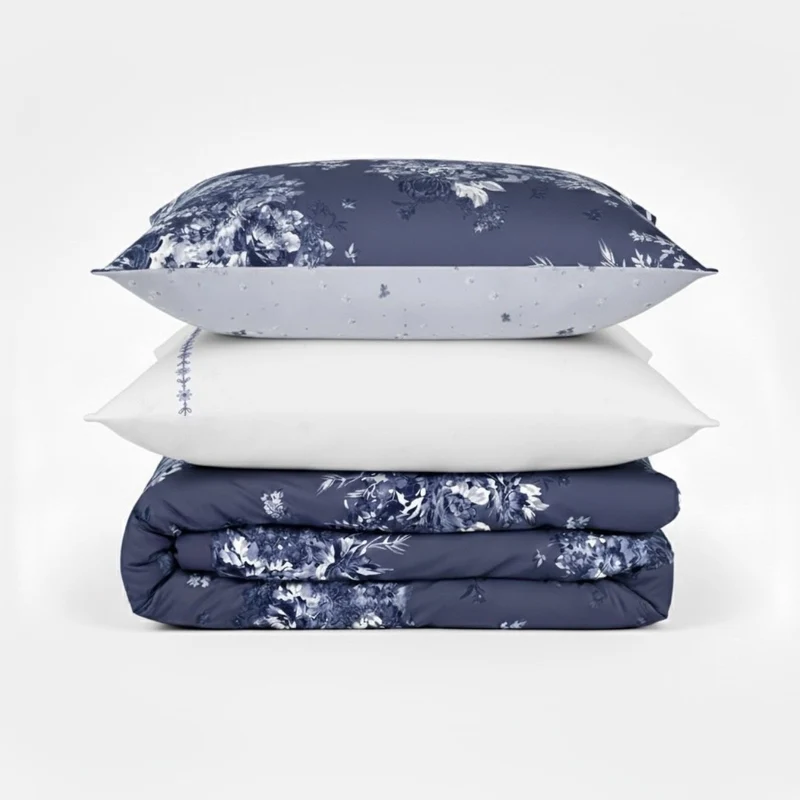 Taie d'oreiller Poème Bleu - Percale de coton