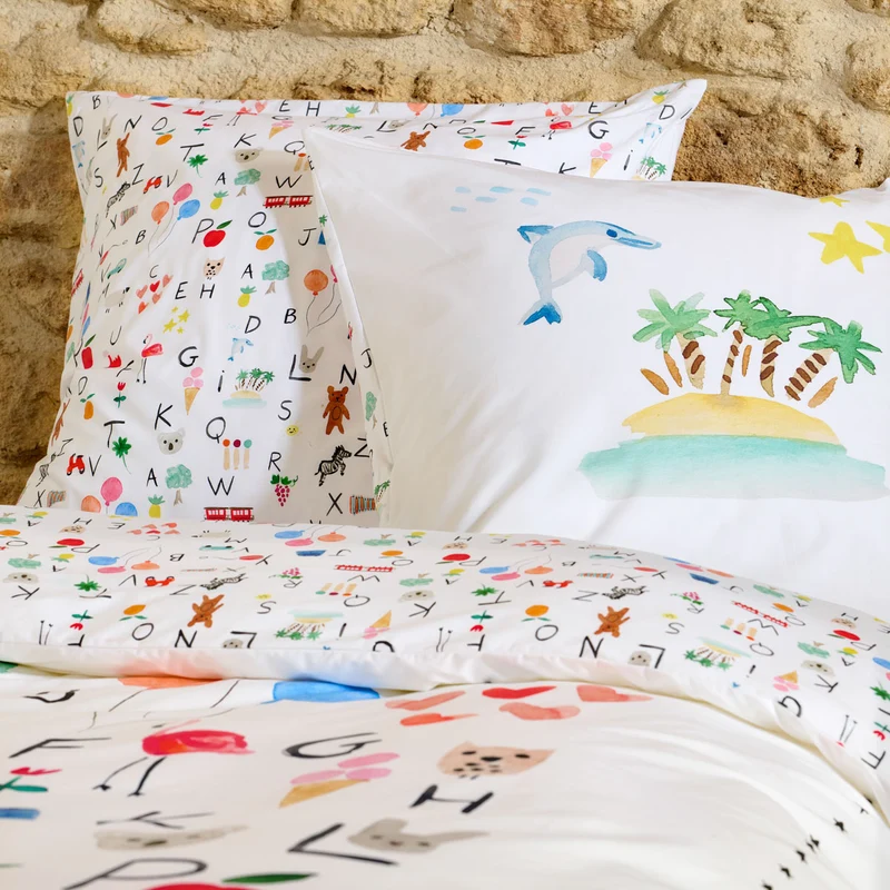 Taie d'oreiller Abécédaire - Percale de coton