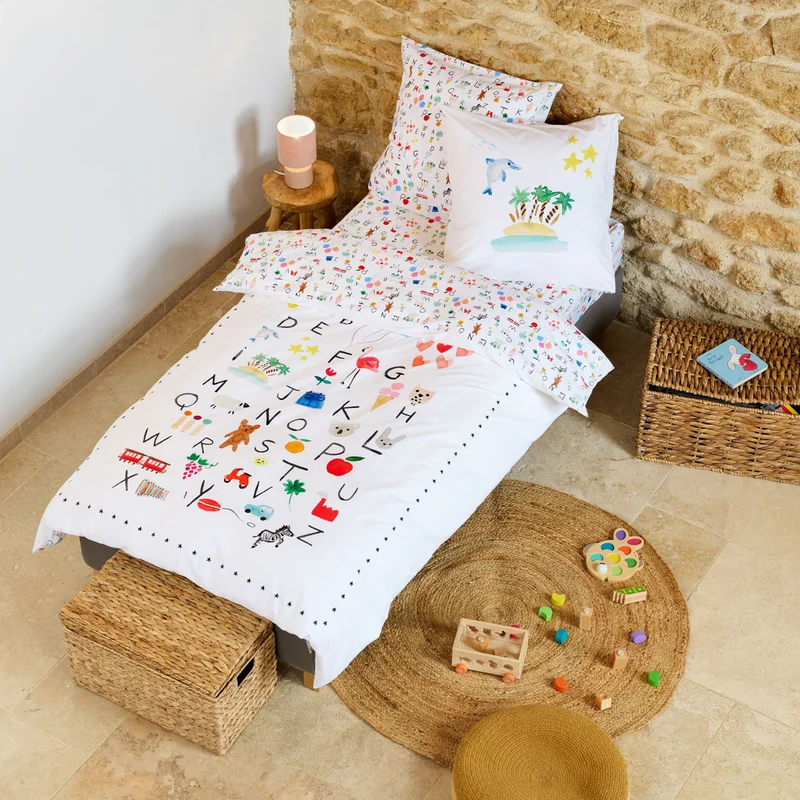 Taie d'oreiller Abécédaire - Percale de coton
