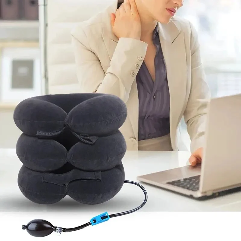 Coussin cervical gonflable avec pompe manuelle