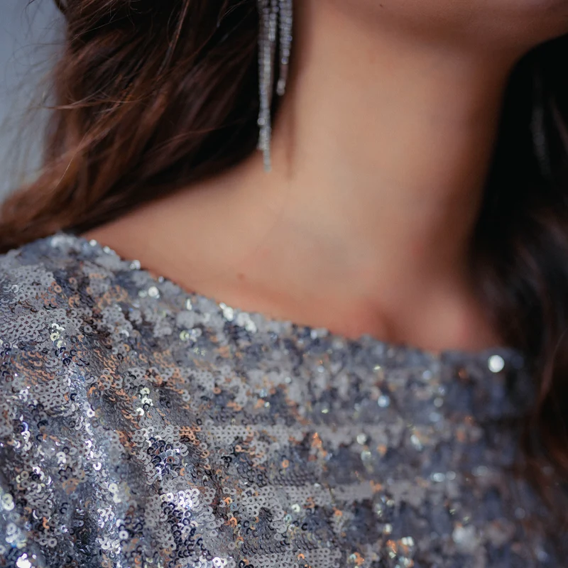 Tissu Tulle Brodé, Paillettes - Stellare